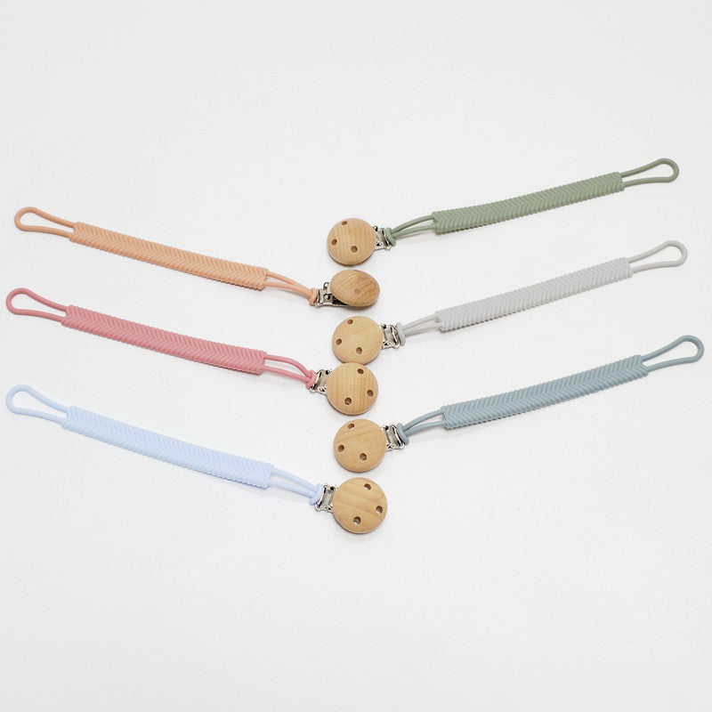 Wholesale Silicone Beech Wood Pacifier Chain